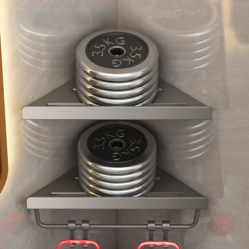 Hongtu poliță de colț pentru baie, montaj pe perete, fără găuri, din oțel-carbon, un etaj, sarcină 5–10 kg, modele 500200001/500200002