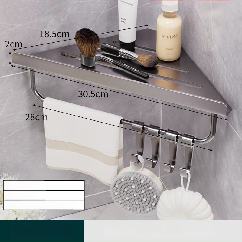 Hongtu poliță de colț pentru baie, montaj pe perete, fără găuri, din oțel-carbon, un etaj, sarcină 5–10 kg, modele 500200001/500200002