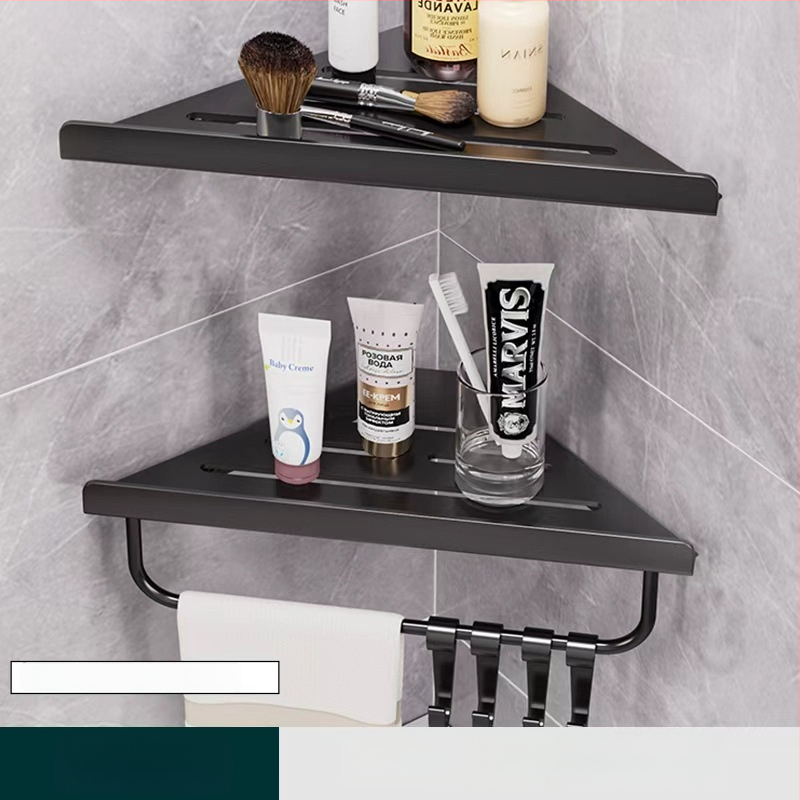 Hongtu poliță de colț pentru baie, montaj pe perete, fără găuri, din oțel-carbon, un etaj, sarcină 5–10 kg, modele 500200001/500200002