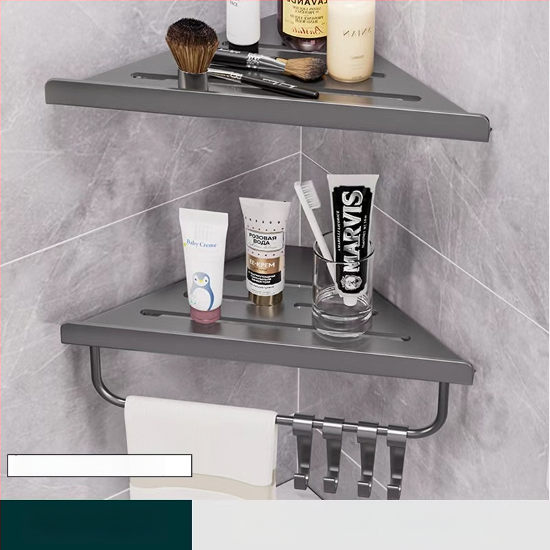 Hongtu poliță de colț pentru baie, montaj pe perete, fără găuri, din oțel-carbon, un etaj, sarcină 5–10 kg, modele 500200001/500200002