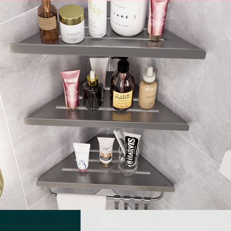 Hongtu poliță de colț pentru baie, montaj pe perete, fără găuri, din oțel-carbon, un etaj, sarcină 5–10 kg, modele 500200001/500200002