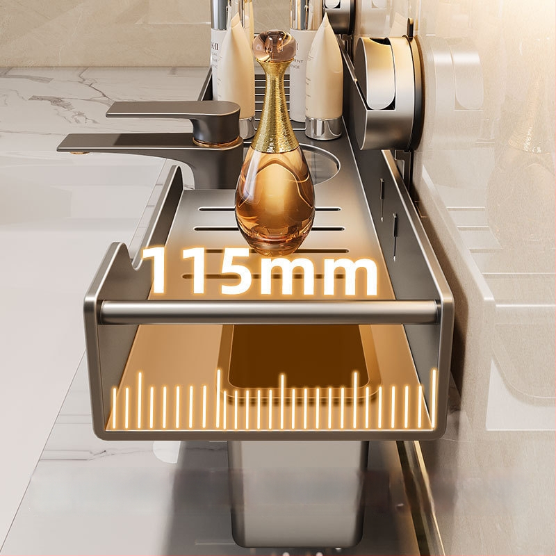 Raft de baie montat pe perete pentru chiuvetă, fără găuri, oțel carbon, 1 nivel, stil modern minimalist, capacitate 10 kg