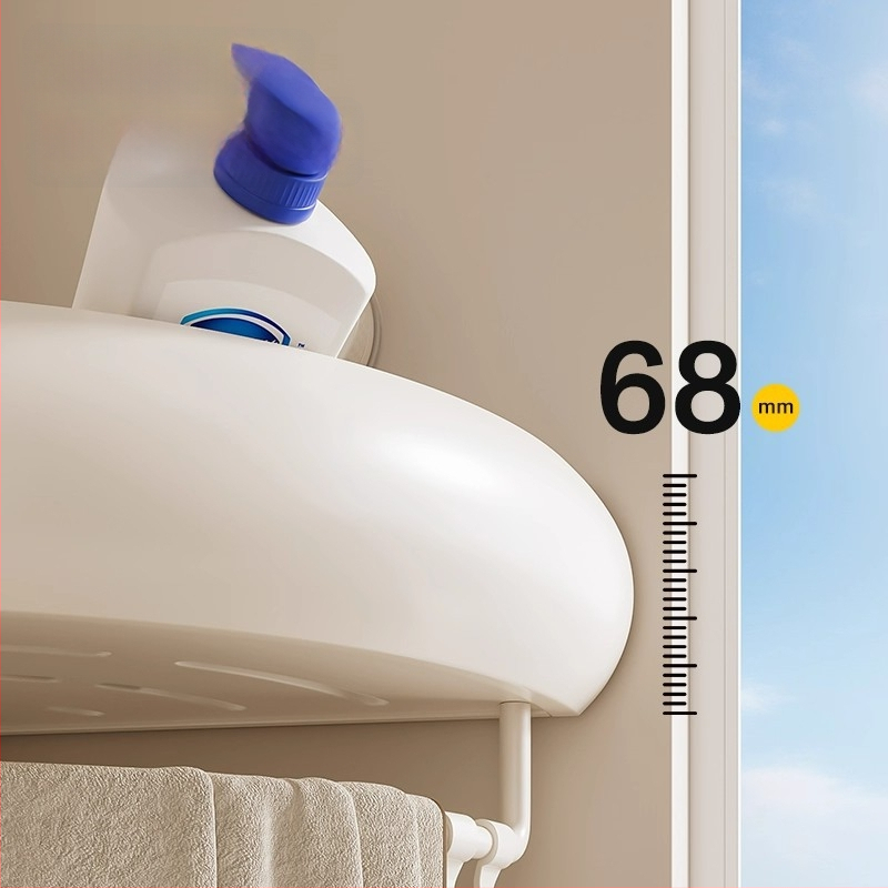 Raft triunghiular pentru baie, montaj pe perete cu ventuze, aluminiu Space, încărcare 1–5 kg