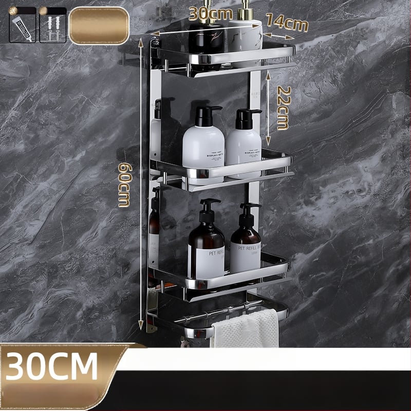 Raft de depozitare pentru baie, montat pe perete, oțel inoxidabil 304, suprafață polizată, stil lux ușor, suport pentru prosoape