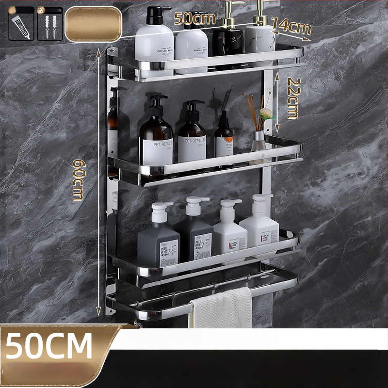 Raft de depozitare pentru baie, montat pe perete, oțel inoxidabil 304, suprafață polizată, stil lux ușor, suport pentru prosoape