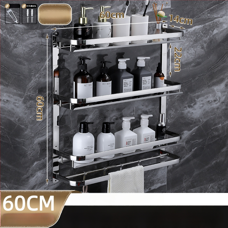 Raft de depozitare pentru baie, montat pe perete, oțel inoxidabil 304, suprafață polizată, stil lux ușor, suport pentru prosoape