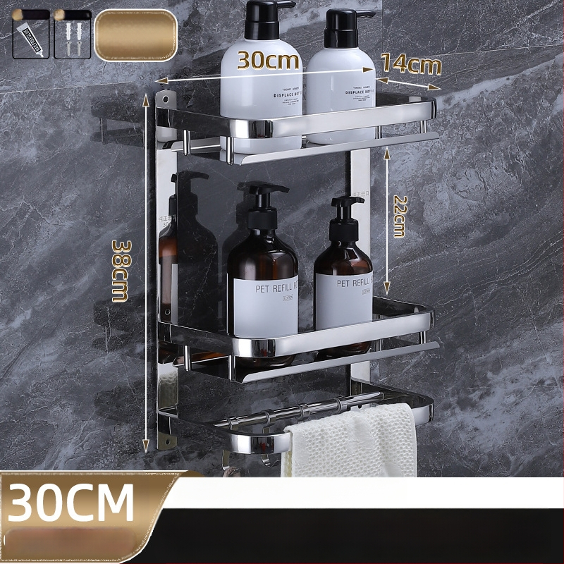 Raft de depozitare pentru baie, montat pe perete, oțel inoxidabil 304, suprafață polizată, stil lux ușor, suport pentru prosoape