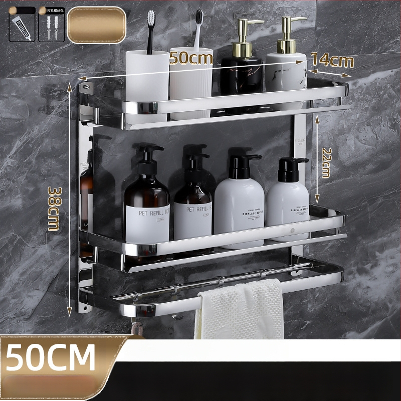 Raft de depozitare pentru baie, montat pe perete, oțel inoxidabil 304, suprafață polizată, stil lux ușor, suport pentru prosoape