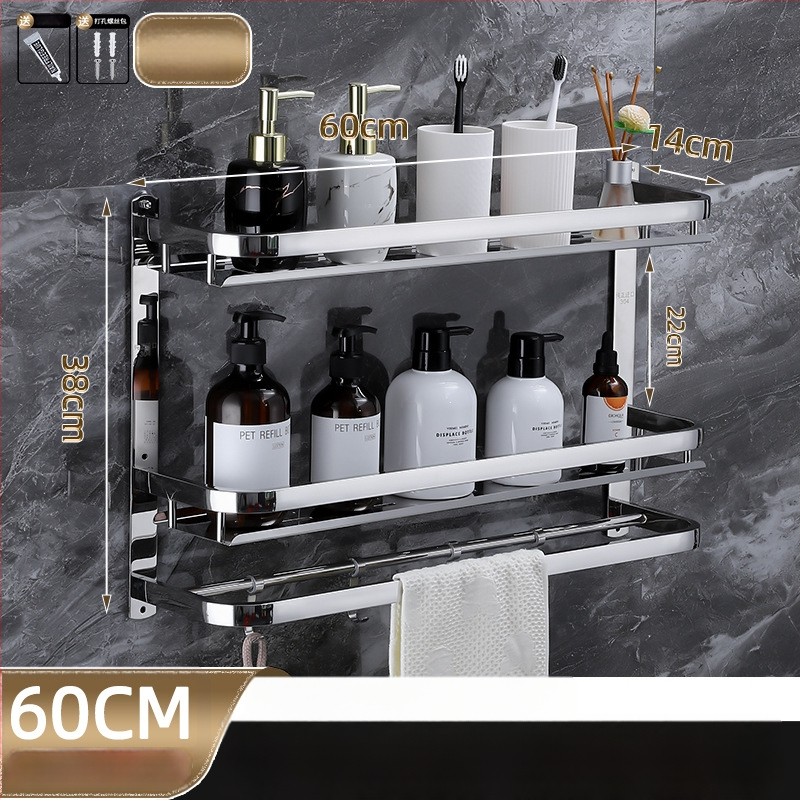 Raft de depozitare pentru baie, montat pe perete, oțel inoxidabil 304, suprafață polizată, stil lux ușor, suport pentru prosoape