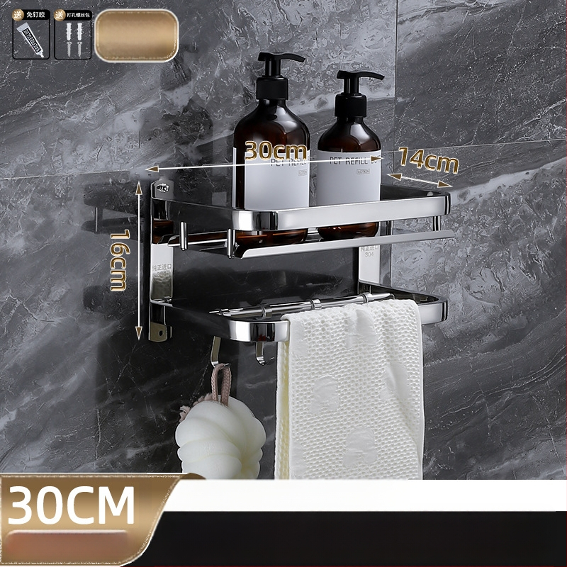 Raft de depozitare pentru baie, montat pe perete, oțel inoxidabil 304, suprafață polizată, stil lux ușor, suport pentru prosoape