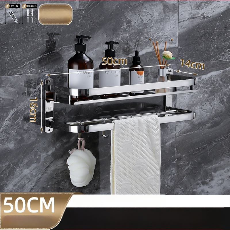 Raft de depozitare pentru baie, montat pe perete, oțel inoxidabil 304, suprafață polizată, stil lux ușor, suport pentru prosoape