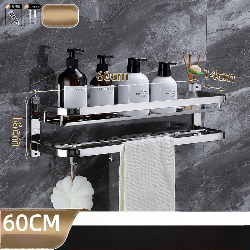 Raft de depozitare pentru baie, montat pe perete, oțel inoxidabil 304, suprafață polizată, stil lux ușor, suport pentru prosoape