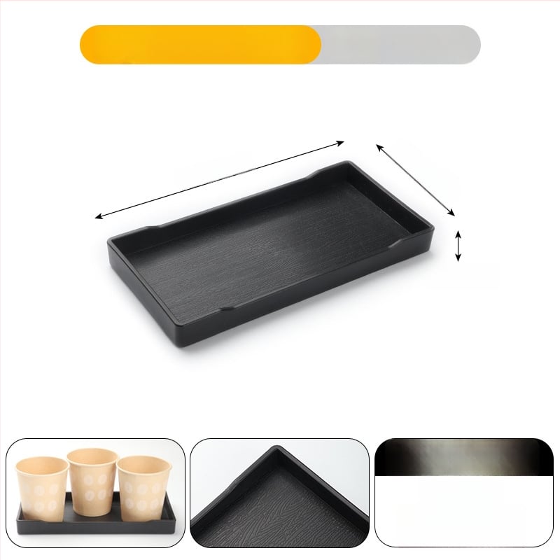 Stačiakampis melamininis padėklas viešbučiams – arbatos padėklas ir higienos priemonių laikymas kambaryje