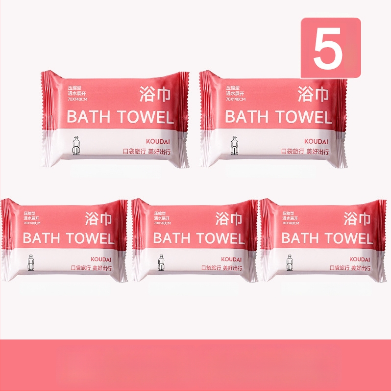 Pocket travel 5 paketų vienkartinis vonios rankšluostis, suspaustas, mikrofibra, plokščias audinys, įgeriamumas 16–20 s