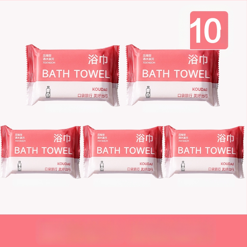 Pocket travel 5 paketų vienkartinis vonios rankšluostis, suspaustas, mikrofibra, plokščias audinys, įgeriamumas 16–20 s