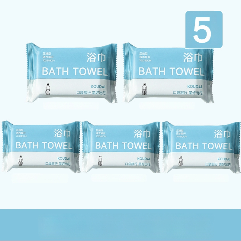 Pocket travel 5 paketų vienkartinis vonios rankšluostis, suspaustas, mikrofibra, plokščias audinys, įgeriamumas 16–20 s