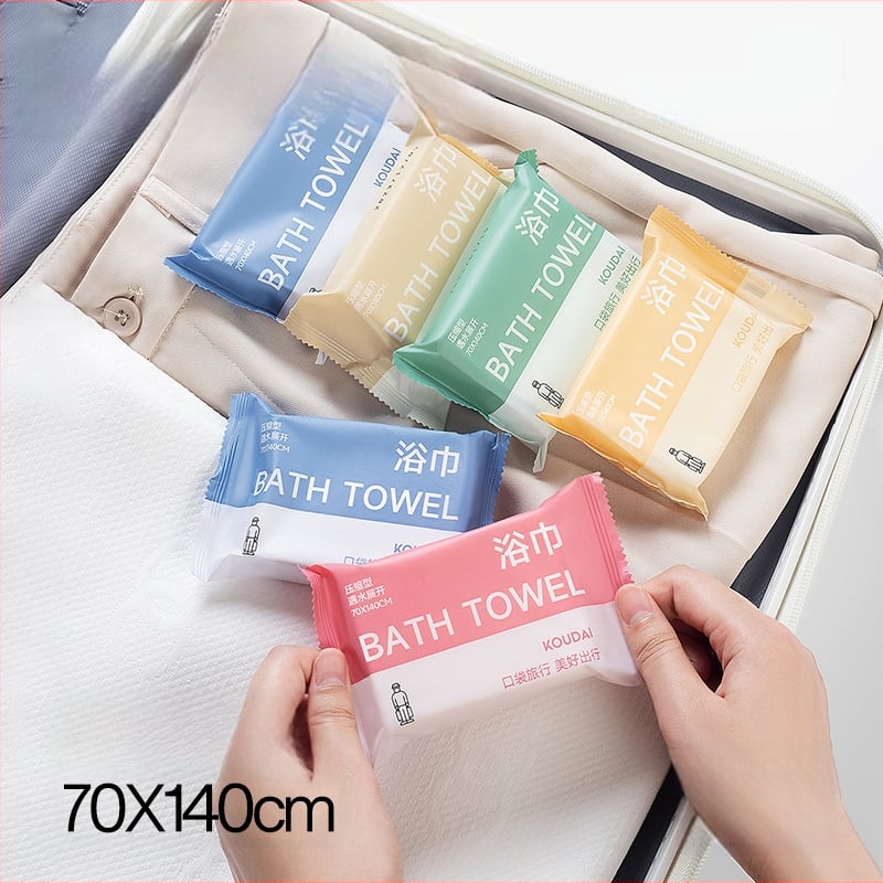 Pocket travel 5 paketų vienkartinis vonios rankšluostis, suspaustas, mikrofibra, plokščias audinys, įgeriamumas 16–20 s