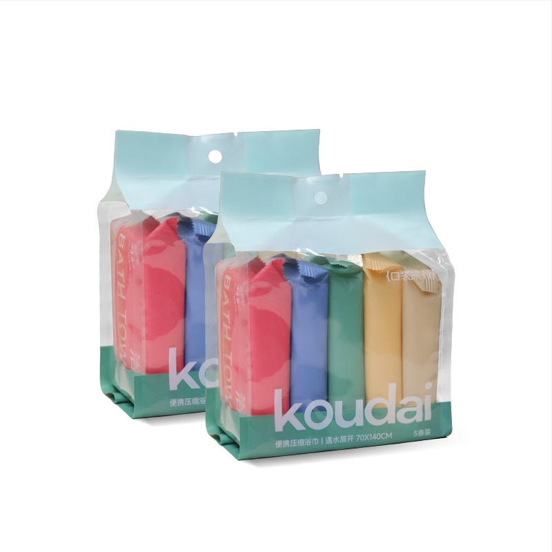 Pocket travel 5 paketų vienkartinis vonios rankšluostis, suspaustas, mikrofibra, plokščias audinys, įgeriamumas 16–20 s