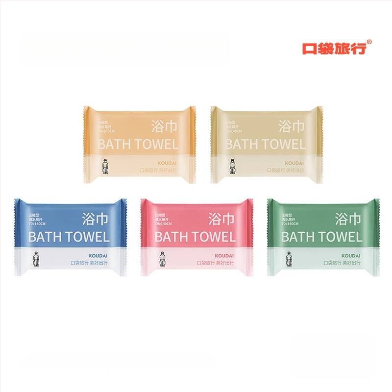 Pocket travel 5 paketų vienkartinis vonios rankšluostis, suspaustas, mikrofibra, plokščias audinys, įgeriamumas 16–20 s