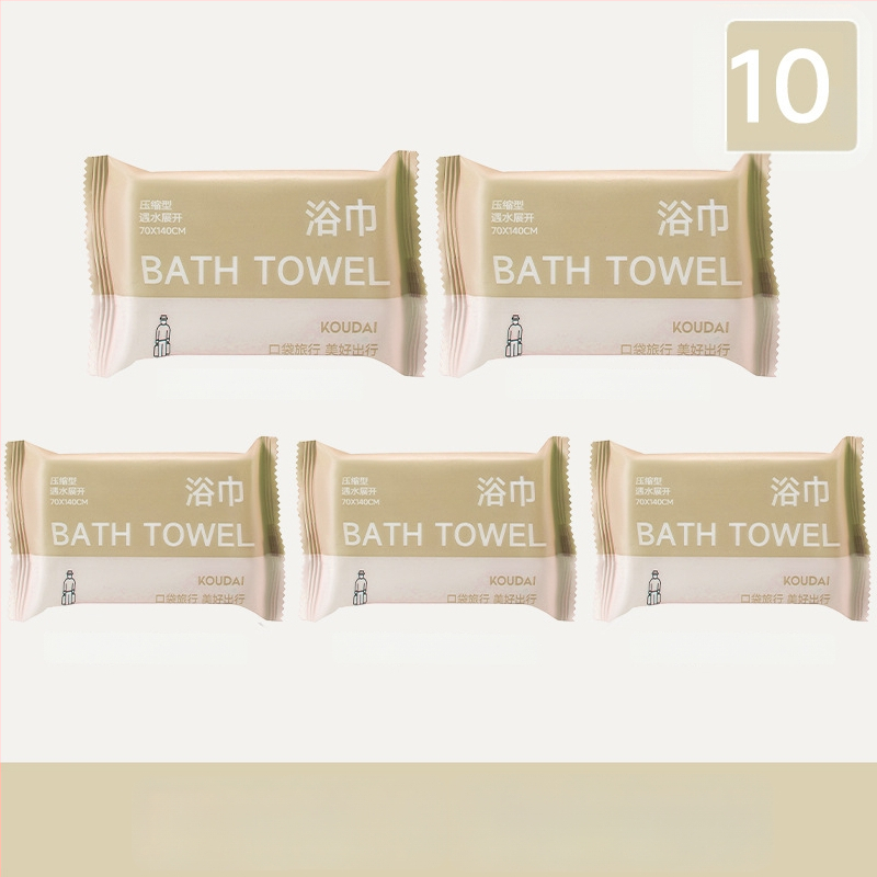 Pocket travel 5 paketų vienkartinis vonios rankšluostis, suspaustas, mikrofibra, plokščias audinys, įgeriamumas 16–20 s