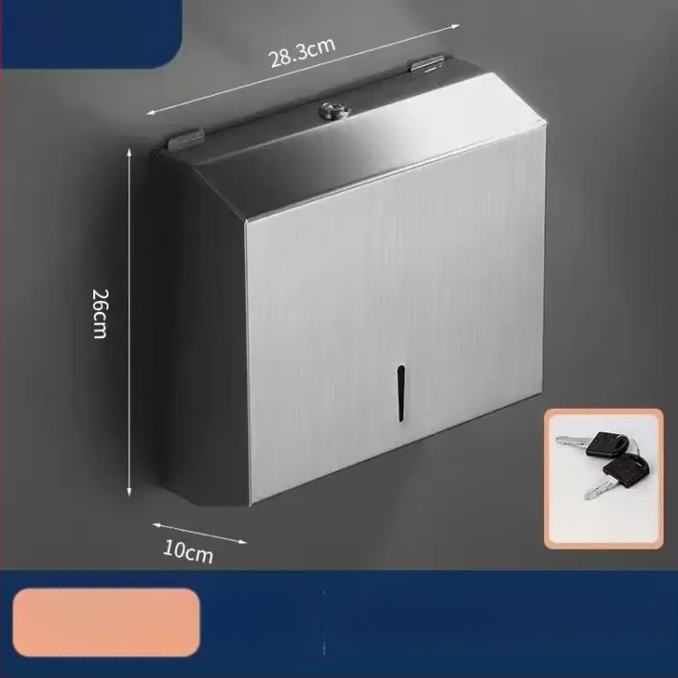 Κουτί χαρτοπετσέτων τοίχου, από ανοξείδωτο ατσάλι με βουρτσισμένο φινίρισμα, εγκατάσταση χωρίς διάτρηση, κατάλληλο για κουζίνα και μπάνιο