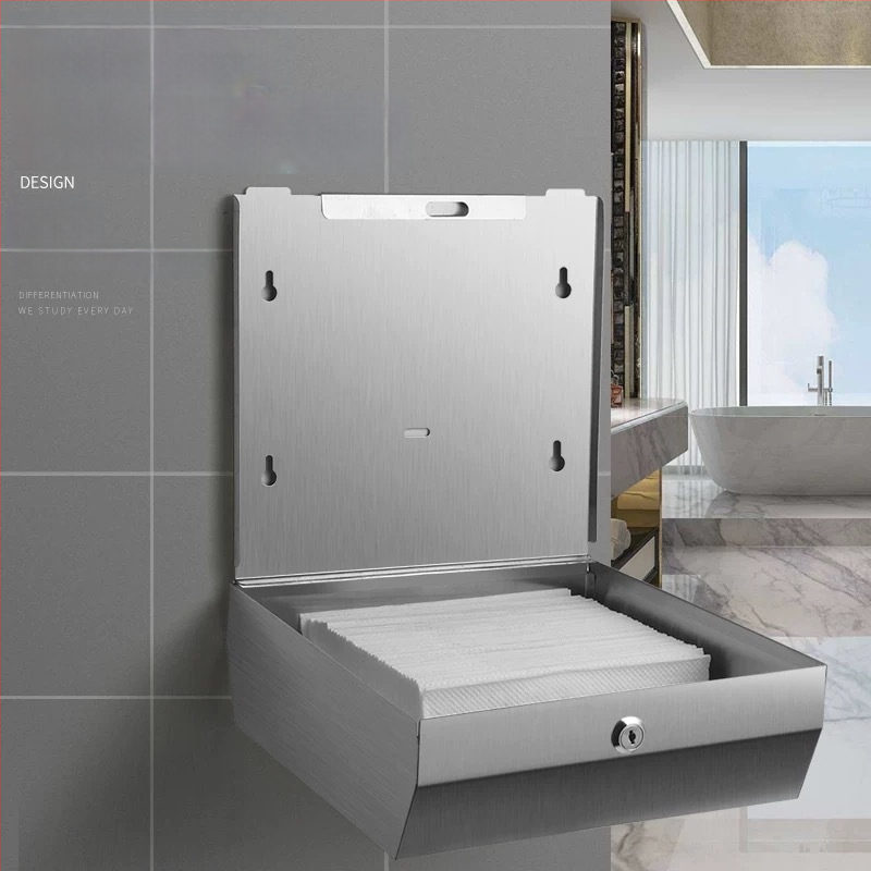 Κουτί χαρτοπετσέτων τοίχου, από ανοξείδωτο ατσάλι με βουρτσισμένο φινίρισμα, εγκατάσταση χωρίς διάτρηση, κατάλληλο για κουζίνα και μπάνιο