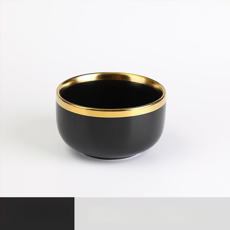 Skandináv kerámia étkészlet fémes peremmel – elektroplatált felület, logó nyomtatás, testreszabás