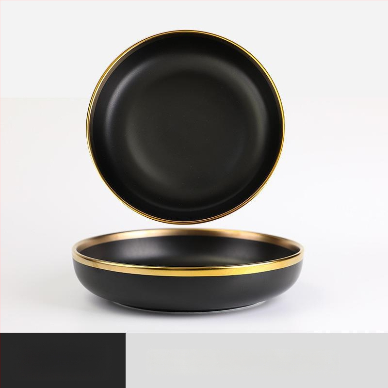 Skandináv kerámia étkészlet fémes peremmel – elektroplatált felület, logó nyomtatás, testreszabás