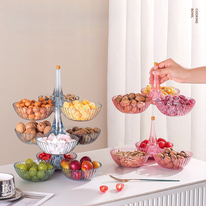 Пластмасова тава за плодове и закуски с много отделения – лек лукс, полирана повърхност, термопечат, подходяща за хол и маси за чай, кафе и хранене