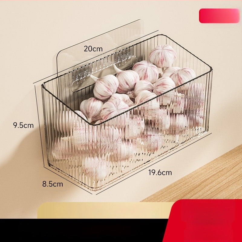 Virtuvės imbiero ir česnako laikymo krepšys, sieninis be gręžimo - plastikas, lengvas prabangos stilius, pakuotė 162+72