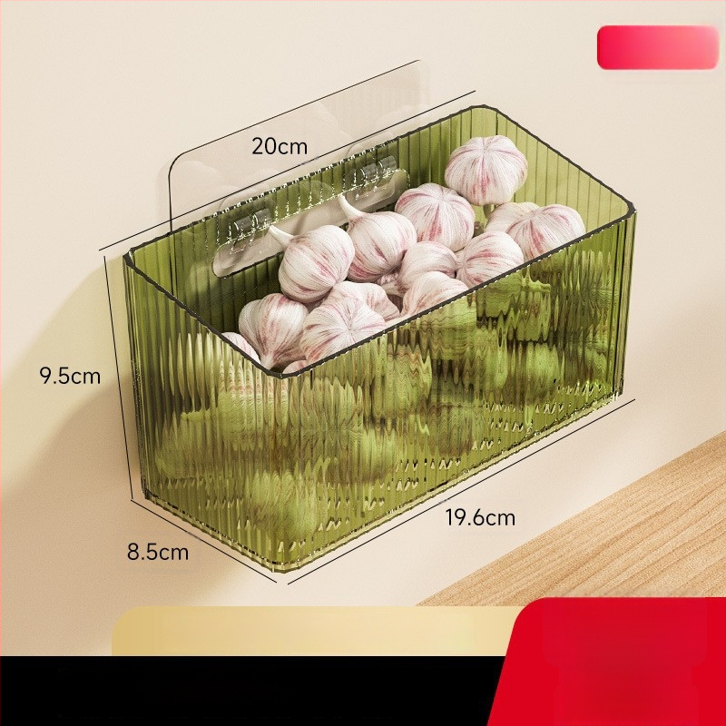 Virtuvės imbiero ir česnako laikymo krepšys, sieninis be gręžimo - plastikas, lengvas prabangos stilius, pakuotė 162+72