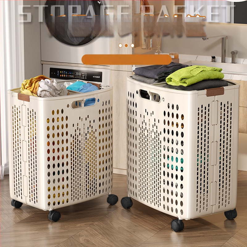 Ratuotas skalbinių dėklas didelės talpos, sulankstomas, plastikinis, modernus minimalistinis stilius