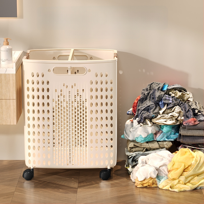 Ratuotas skalbinių dėklas didelės talpos, sulankstomas, plastikinis, modernus minimalistinis stilius