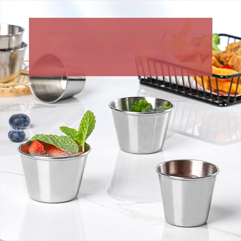 Стоманен съд за сосове - кръгла купичка за дип, Нордически стил, 201 неръждаема стомана, съвместим с микровълнова, печат на лого възможен