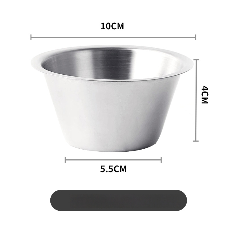 Стоманен съд за сосове - кръгла купичка за дип, Нордически стил, 201 неръждаема стомана, съвместим с микровълнова, печат на лого възможен