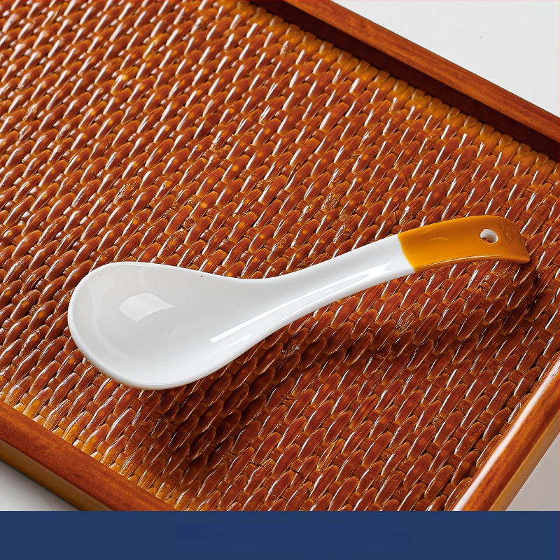 Κουτάλι σούπας μικρού μεγέθους σε ιαπωνικό στυλ (κεραμικά, καμπύλη λαβή, αντι-κάψιμο, φλοράλ μοτίβο, Πρώτης Κατηγορίας Ποιότητα)