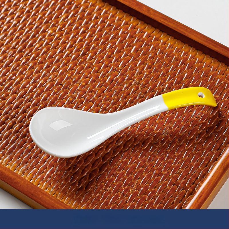 Κουτάλι σούπας μικρού μεγέθους σε ιαπωνικό στυλ (κεραμικά, καμπύλη λαβή, αντι-κάψιμο, φλοράλ μοτίβο, Πρώτης Κατηγορίας Ποιότητα)