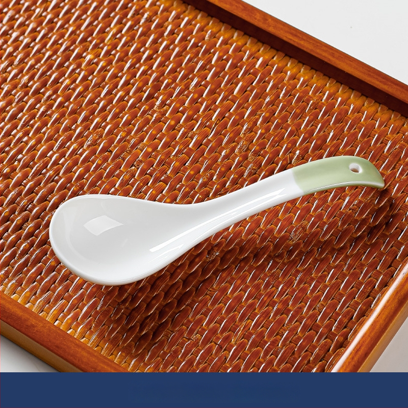 Κουτάλι σούπας μικρού μεγέθους σε ιαπωνικό στυλ (κεραμικά, καμπύλη λαβή, αντι-κάψιμο, φλοράλ μοτίβο, Πρώτης Κατηγορίας Ποιότητα)