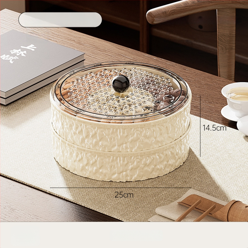 Чиния за плодове за всекидневна и чайна стая, пластмасова, марка Lingzhi, стил светъл лукс ретро, пускане през лятото на 2025