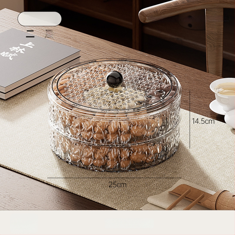 Чиния за плодове за всекидневна и чайна стая, пластмасова, марка Lingzhi, стил светъл лукс ретро, пускане през лятото на 2025