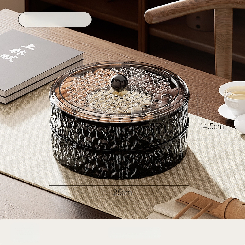 Чиния за плодове за всекидневна и чайна стая, пластмасова, марка Lingzhi, стил светъл лукс ретро, пускане през лятото на 2025