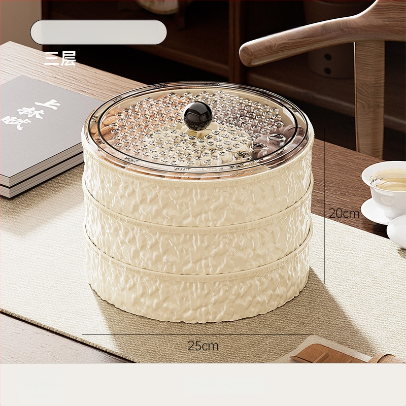 Чиния за плодове за всекидневна и чайна стая, пластмасова, марка Lingzhi, стил светъл лукс ретро, пускане през лятото на 2025