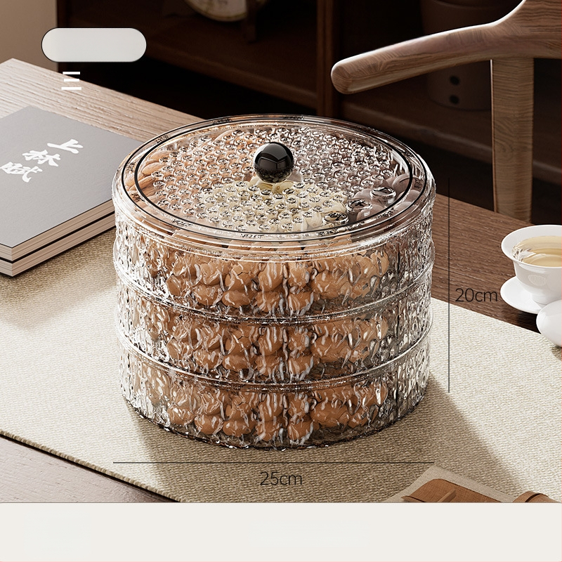 Чиния за плодове за всекидневна и чайна стая, пластмасова, марка Lingzhi, стил светъл лукс ретро, пускане през лятото на 2025