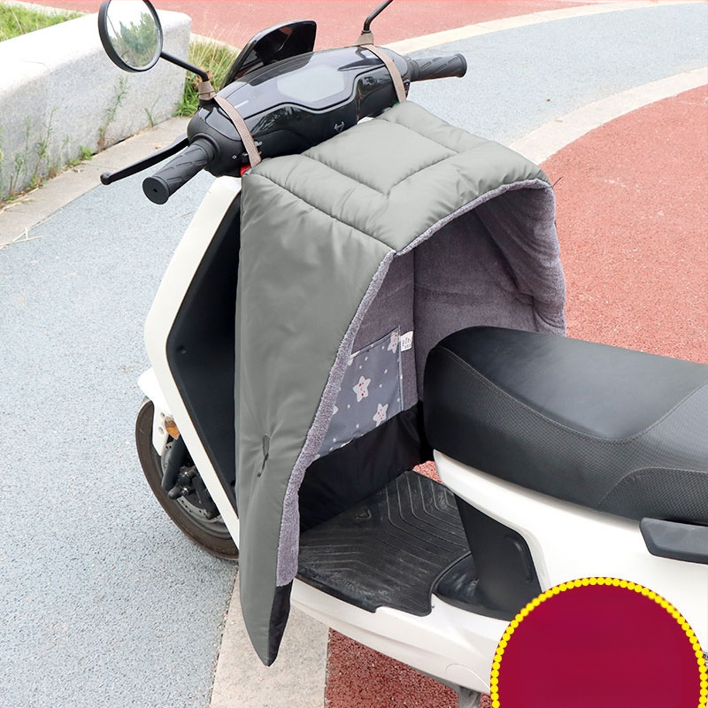 Vėjinė apsauga elektriniam paspirtukui su fliso pamušalu, storu PU medžiagą ir atskirais odiniai kojų apsaugos