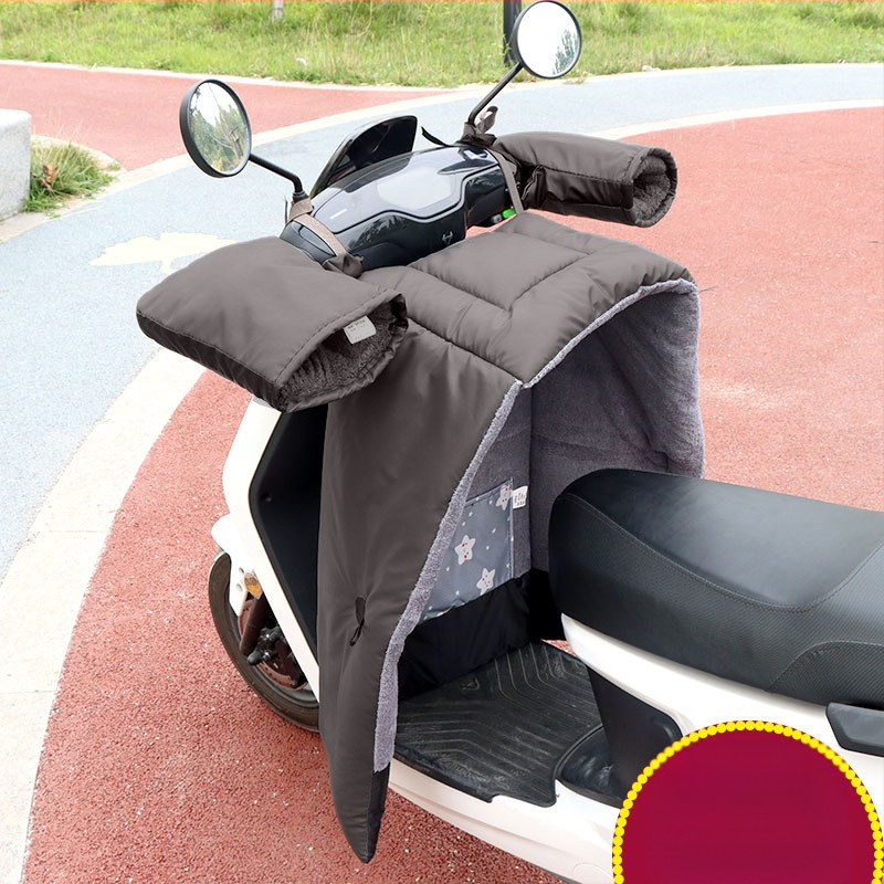 Vėjinė apsauga elektriniam paspirtukui su fliso pamušalu, storu PU medžiagą ir atskirais odiniai kojų apsaugos