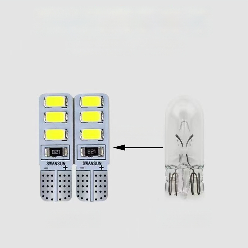 LED T10 įterptas burbulas platus indikatorius šviesos sunkvežimiams, 12-24V, 3W, 0.2A, vidaus skaityimui ir numerio apšvietimui
