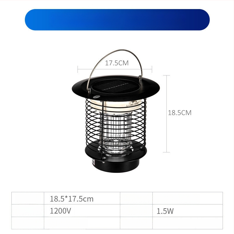 Napelemes kültéri LED szúnyogirtó lámpa, vízálló, 31–40 m² területre, 0–180°-ban állítható, rozsdamentes acél ház