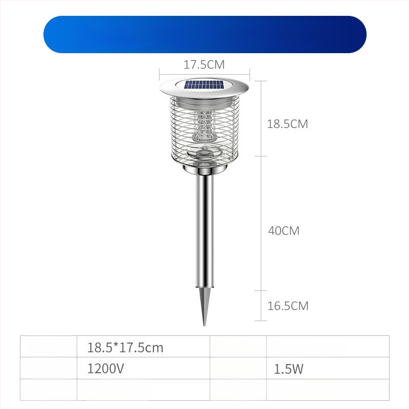 Napelemes kültéri LED szúnyogirtó lámpa, vízálló, 31–40 m² területre, 0–180°-ban állítható, rozsdamentes acél ház