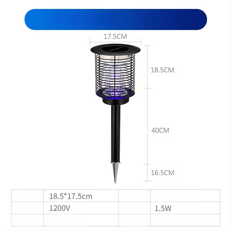 Napelemes kültéri LED szúnyogirtó lámpa, vízálló, 31–40 m² területre, 0–180°-ban állítható, rozsdamentes acél ház