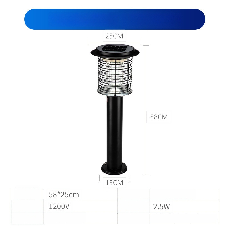 Napelemes kültéri LED szúnyogirtó lámpa, vízálló, 31–40 m² területre, 0–180°-ban állítható, rozsdamentes acél ház